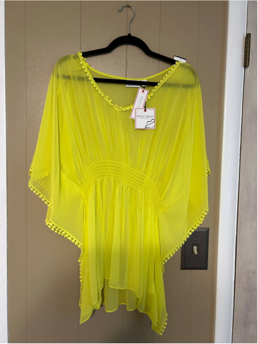 Bisou Bisou Women’s Swim Coverup Size L Yellow Michele Bohbot